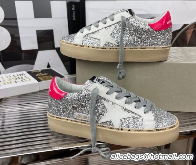 Stylish Golden Goose Hi Star Sequins Sneakers Silver/Pink 2080995