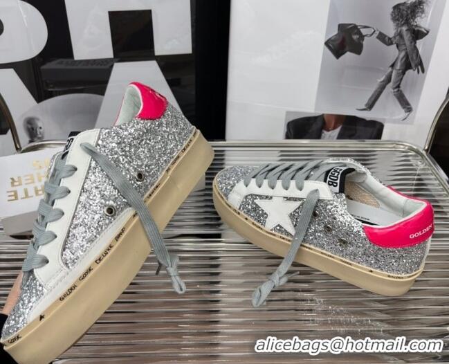 Stylish Golden Goose Hi Star Sequins Sneakers Silver/Pink 2080995