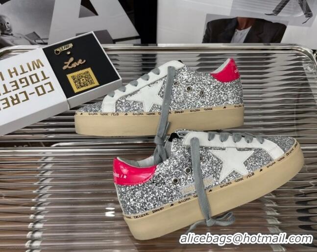 Stylish Golden Goose Hi Star Sequins Sneakers Silver/Pink 2080995