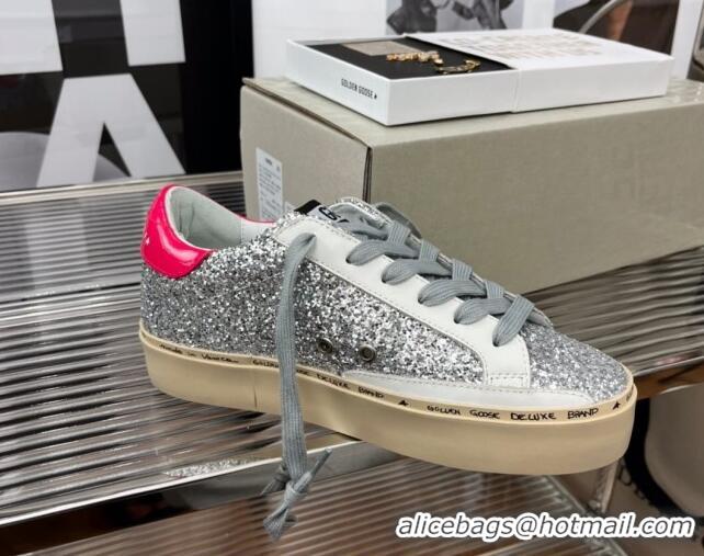 Stylish Golden Goose Hi Star Sequins Sneakers Silver/Pink 2080995