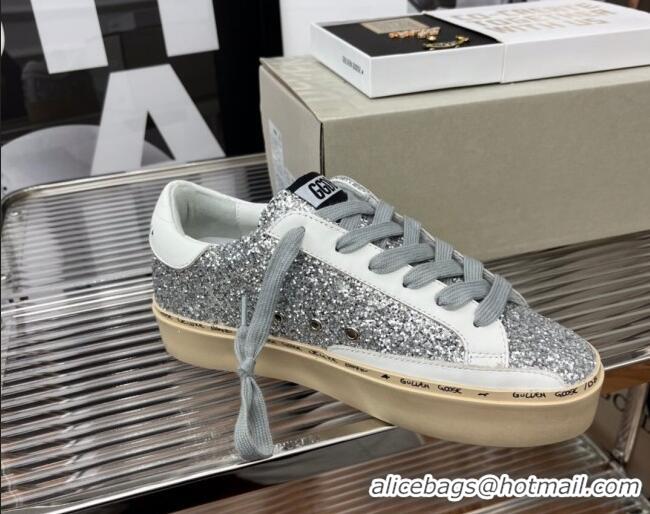 Sophisticated Golden Goose Hi Star Sequins Sneakers Silver/White 080996