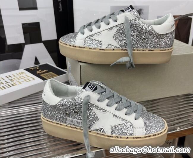 Sophisticated Golden Goose Hi Star Sequins Sneakers Silver/White 080996