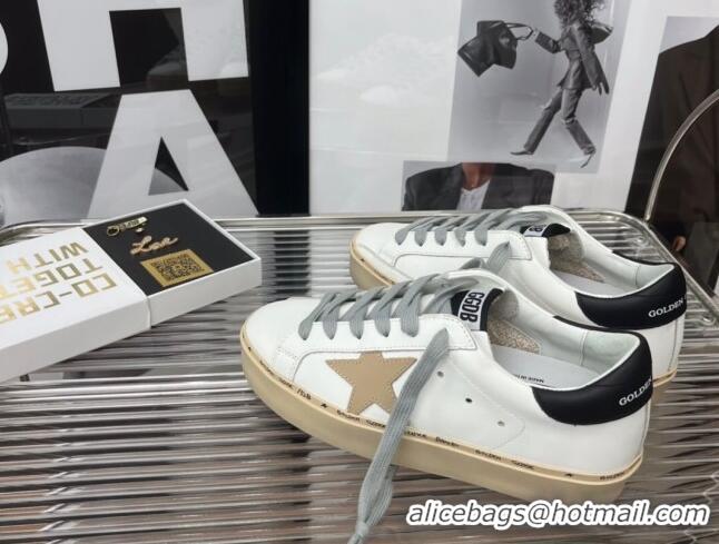 Low Price Golden Goose Hi Star Silky Calfskin Sneakers White/Black 080997