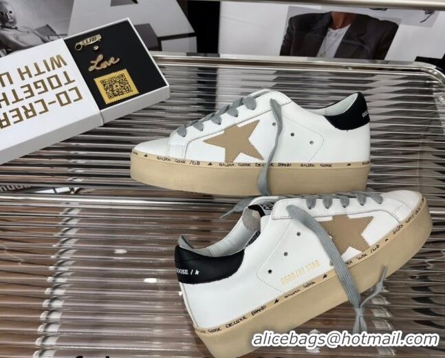 Low Price Golden Goose Hi Star Silky Calfskin Sneakers White/Black 080997