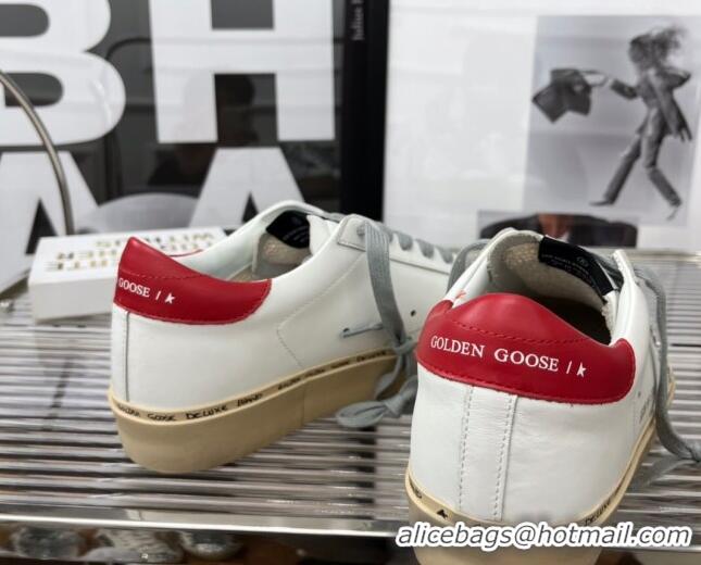 Classic Hot Golden Goose Hi Star Silky Calfskin Sneakers White/Red 080998