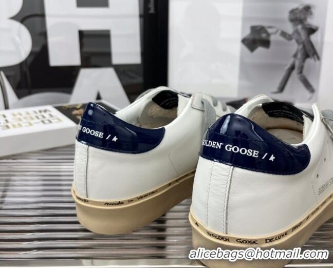 Good Looking Golden Goose Hi Star Silky Calfskin Sneakers White/Navy Blue 080999