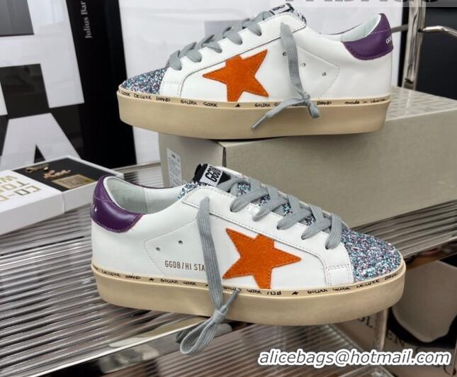 Best Product Golden Goose Hi Star Silky Calfskin Sneakers White/Purple 0809105