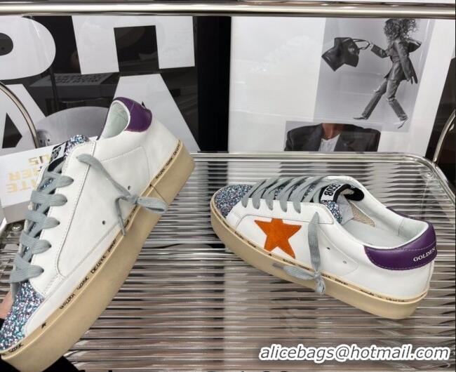 Best Product Golden Goose Hi Star Silky Calfskin Sneakers White/Purple 0809105