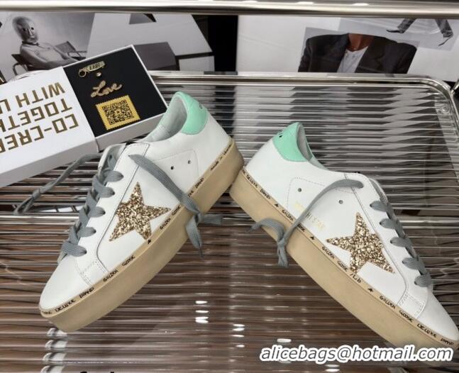 Unique Style Golden Goose Hi Star Silky Calfskin Sneakers White/Light Green 0809103