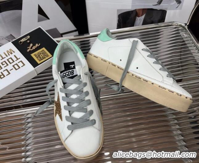 Unique Style Golden Goose Hi Star Silky Calfskin Sneakers White/Light Green 0809103