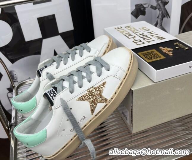 Unique Style Golden Goose Hi Star Silky Calfskin Sneakers White/Light Green 0809103