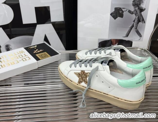 Unique Style Golden Goose Hi Star Silky Calfskin Sneakers White/Light Green 0809103