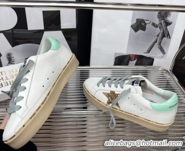 Unique Style Golden Goose Hi Star Silky Calfskin Sneakers White/Light Green 0809103