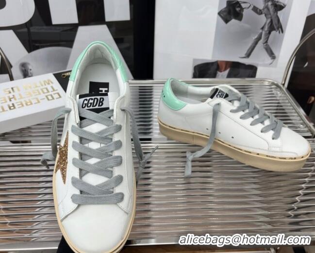 Unique Style Golden Goose Hi Star Silky Calfskin Sneakers White/Light Green 0809103