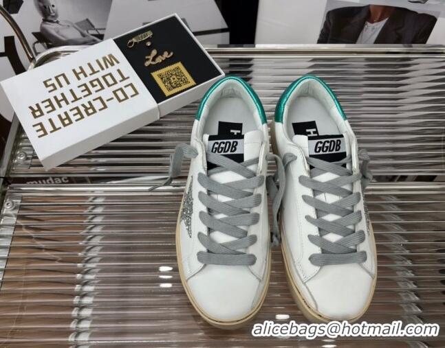 Discount Golden Goose Hi Star Silky Calfskin Sneakers White/Metallic Blue 0809104