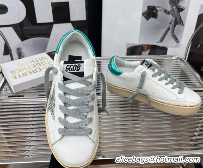 Discount Golden Goose Hi Star Silky Calfskin Sneakers White/Metallic Blue 0809104