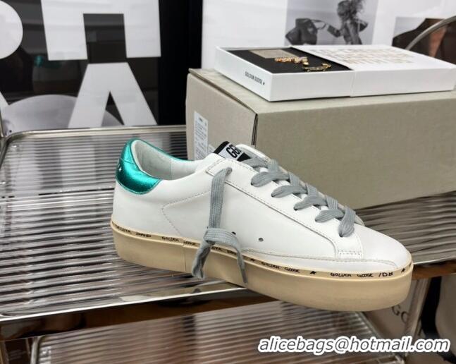 Discount Golden Goose Hi Star Silky Calfskin Sneakers White/Metallic Blue 0809104