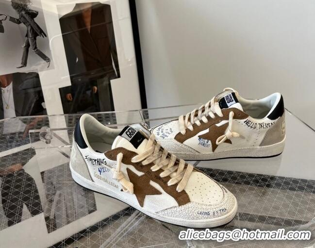 Best Grade Golden Goose Ball Star Leather Sneakers White/Grey 0809106