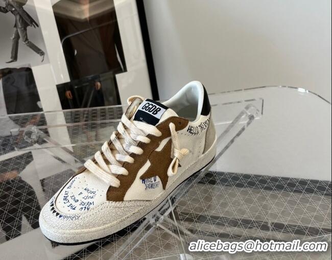 Best Grade Golden Goose Ball Star Leather Sneakers White/Grey 0809106