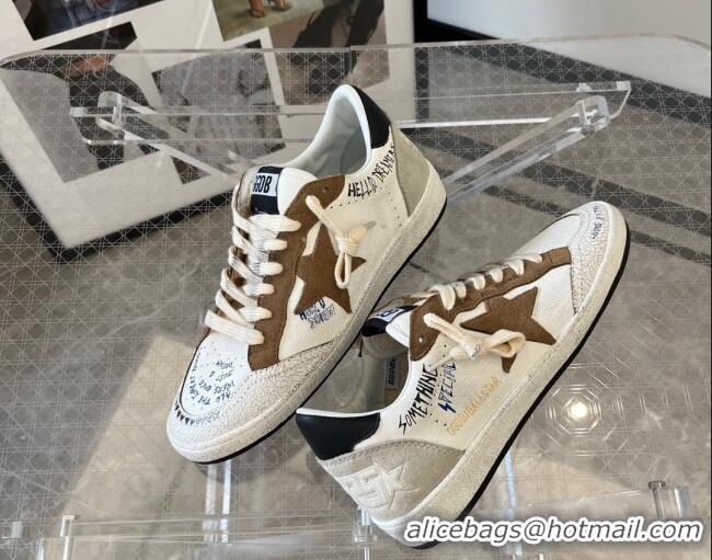 Best Grade Golden Goose Ball Star Leather Sneakers White/Grey 0809106