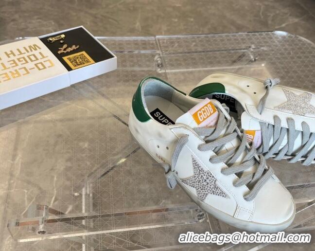 Unique Style Golden Goose Super-Star Calfskin Sneakers White/Green 809109