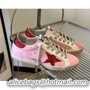 Good Looking Golden Goose Super-Star Calfskin Sneakers Pink/Red 0809110