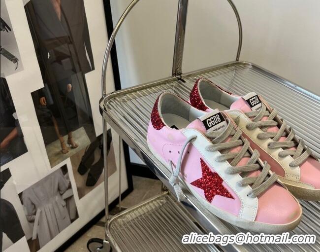 Good Looking Golden Goose Super-Star Calfskin Sneakers Pink/Red 0809110