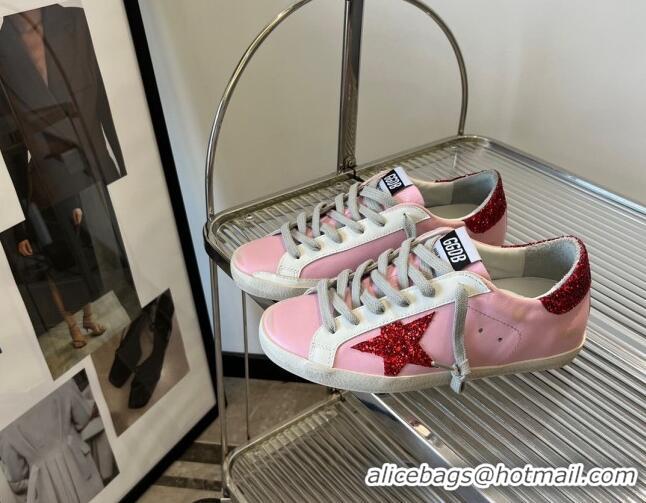 Good Looking Golden Goose Super-Star Calfskin Sneakers Pink/Red 0809110