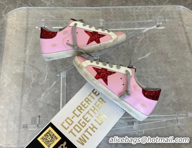 Good Looking Golden Goose Super-Star Calfskin Sneakers Pink/Red 0809110