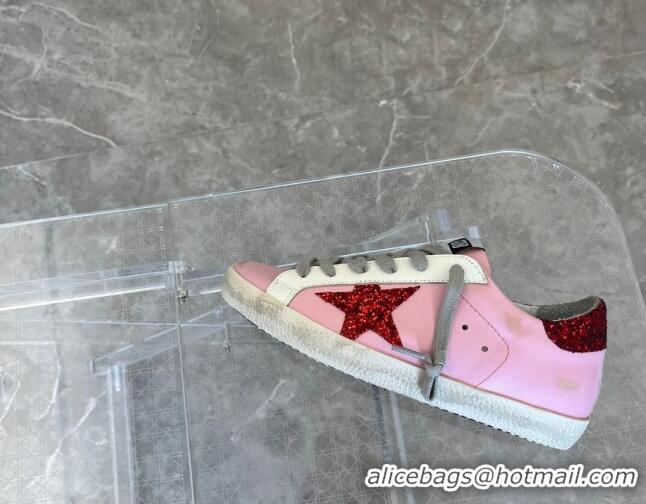 Good Looking Golden Goose Super-Star Calfskin Sneakers Pink/Red 0809110