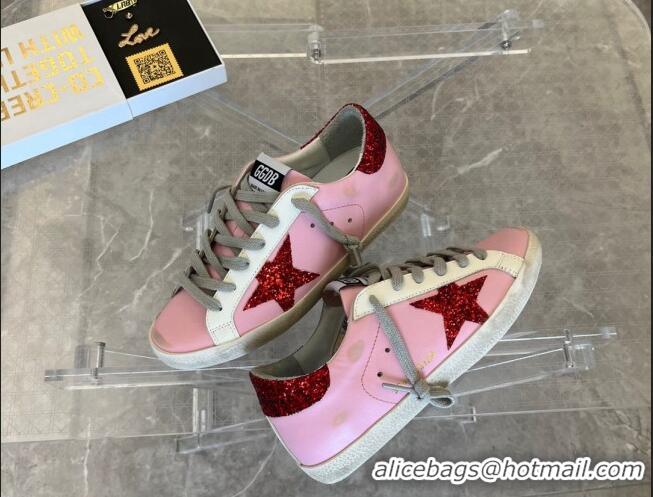 Good Looking Golden Goose Super-Star Calfskin Sneakers Pink/Red 0809110