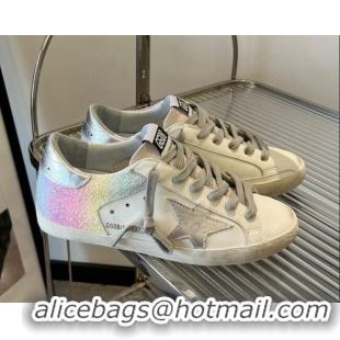 Charming Golden Goose Super-Star Calfskin Sneakers White/Rainbow 0809111