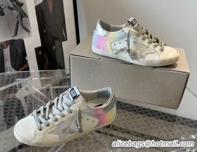 Charming Golden Goose Super-Star Calfskin Sneakers White/Rainbow 0809111