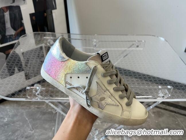 Charming Golden Goose Super-Star Calfskin Sneakers White/Rainbow 0809111