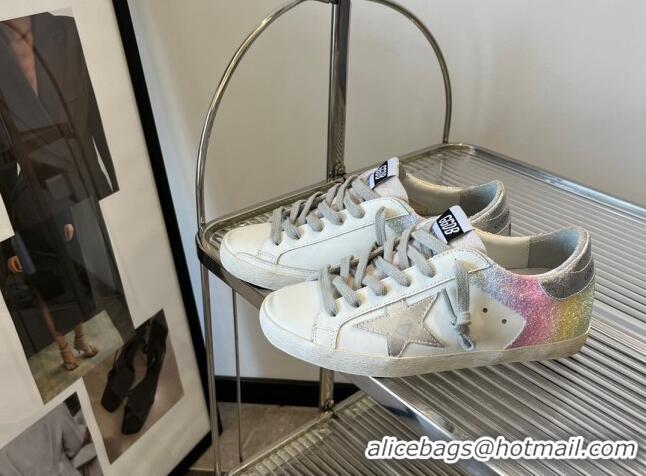 Charming Golden Goose Super-Star Calfskin Sneakers White/Rainbow 0809111