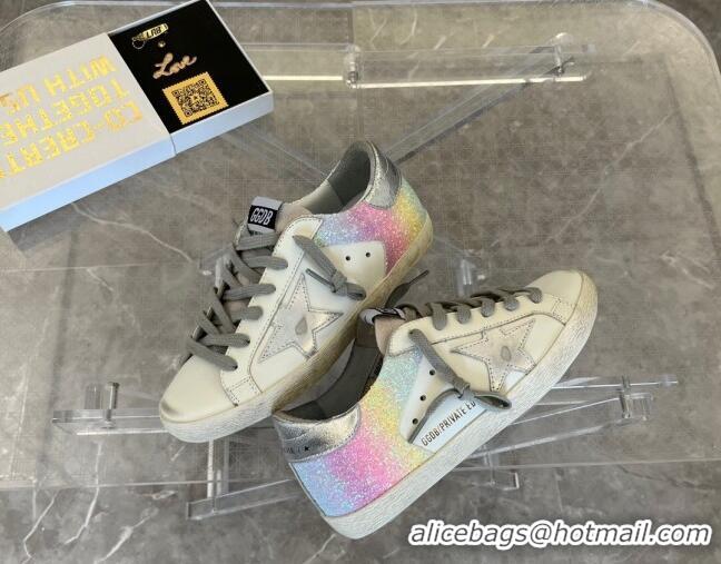 Charming Golden Goose Super-Star Calfskin Sneakers White/Rainbow 0809111