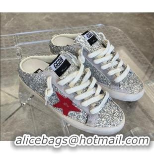 Top Grade Golden Goose Super-Star Sabots Sequins Mule Sneakers Silver 0809115