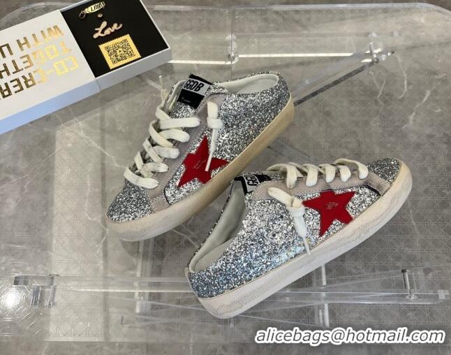 Top Grade Golden Goose Super-Star Sabots Sequins Mule Sneakers Silver 0809115