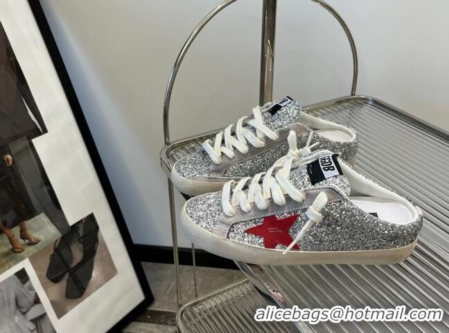 Top Grade Golden Goose Super-Star Sabots Sequins Mule Sneakers Silver 0809115