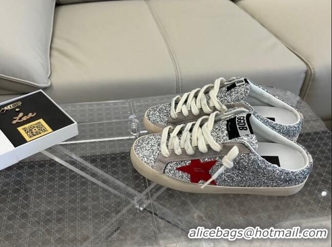 Top Grade Golden Goose Super-Star Sabots Sequins Mule Sneakers Silver 0809115