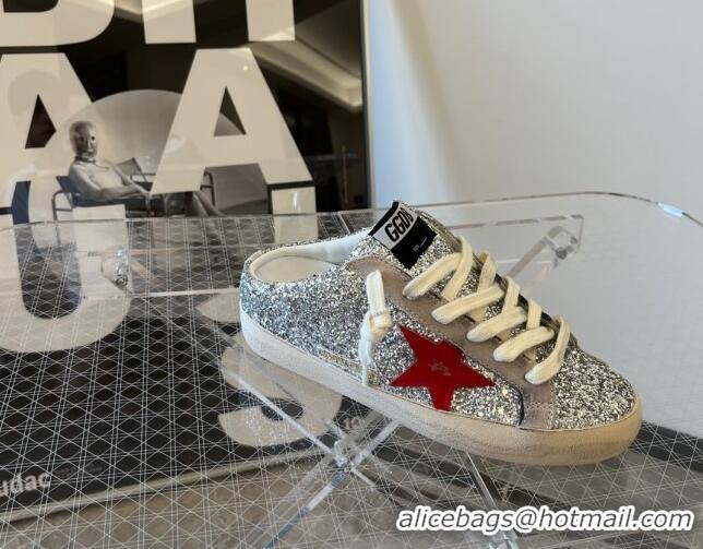 Top Grade Golden Goose Super-Star Sabots Sequins Mule Sneakers Silver 0809115