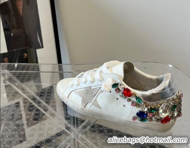 Popular Style Golden Goose Super-Star LTD Calfskin Sneakers with Crystal White/Multicolor 0809120