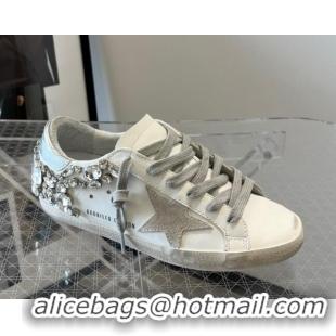 Stylish Golden Goose Super-Star LTD Calfskin Sneakers with Crystal White/Silver 0809121