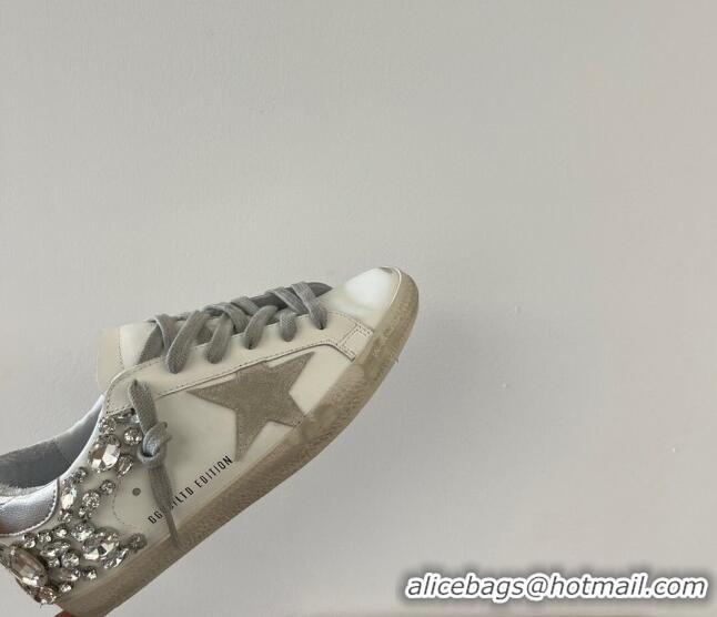 Stylish Golden Goose Super-Star LTD Calfskin Sneakers with Crystal White/Silver 0809121