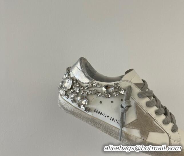 Stylish Golden Goose Super-Star LTD Calfskin Sneakers with Crystal White/Silver 0809121