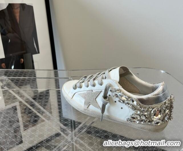 Stylish Golden Goose Super-Star LTD Calfskin Sneakers with Crystal White/Silver 0809121