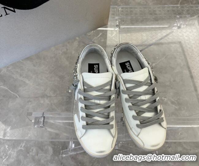 Stylish Golden Goose Super-Star LTD Calfskin Sneakers with Crystal White/Silver 0809121