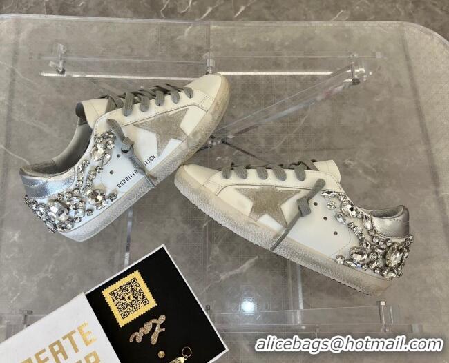 Stylish Golden Goose Super-Star LTD Calfskin Sneakers with Crystal White/Silver 0809121