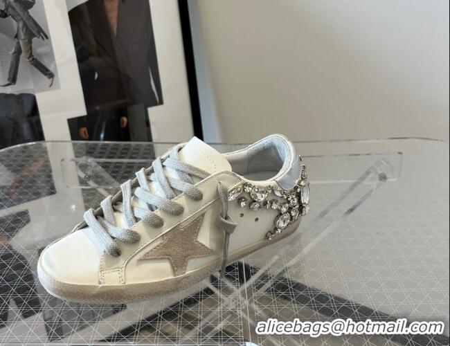 Stylish Golden Goose Super-Star LTD Calfskin Sneakers with Crystal White/Silver 0809121