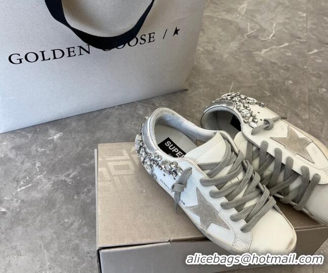 Stylish Golden Goose Super-Star LTD Calfskin Sneakers with Crystal White/Silver 0809121